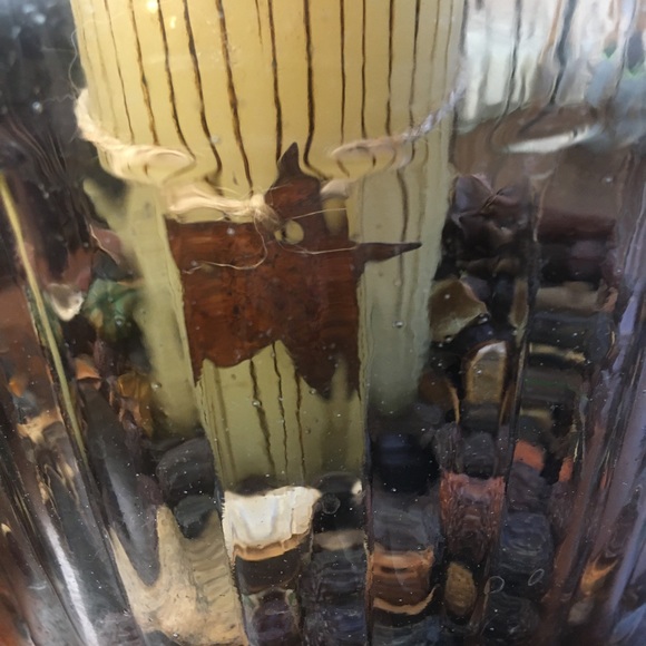 Rustic Primitive Glass jar filled with scented rose hips and a candle - Picture 3 of 5